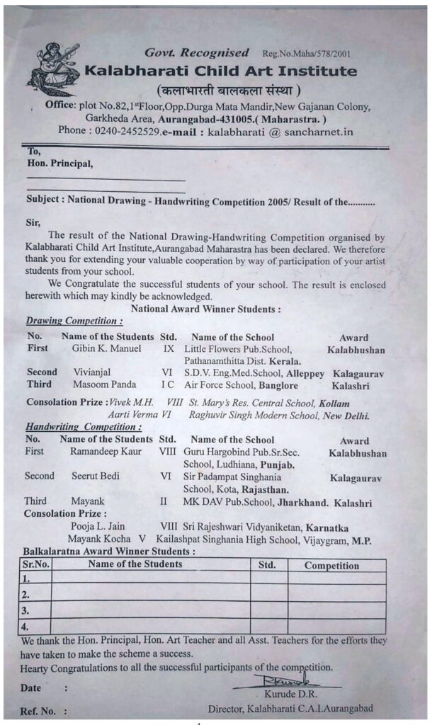 Kalabharati result 2005 page 1