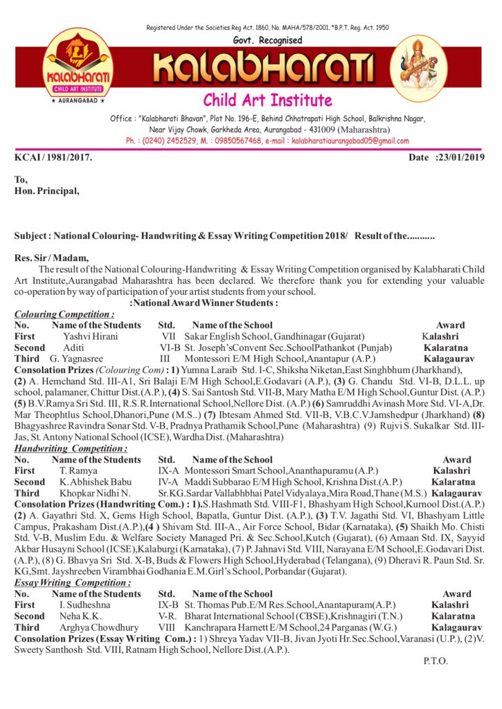 Kalabharati result 2018 page 1